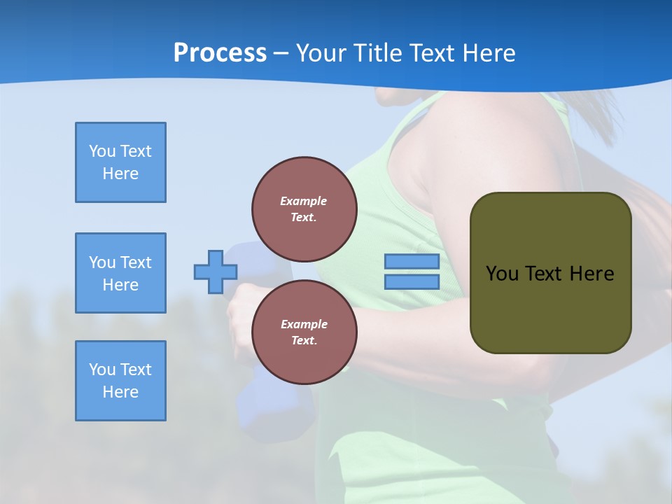 A Woman In A Green Tank Top Is Holding A Blue Dumbbell PowerPoint Template