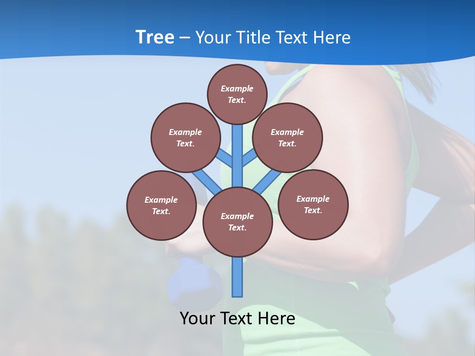 A Woman In A Green Tank Top Is Holding A Blue Dumbbell PowerPoint Template