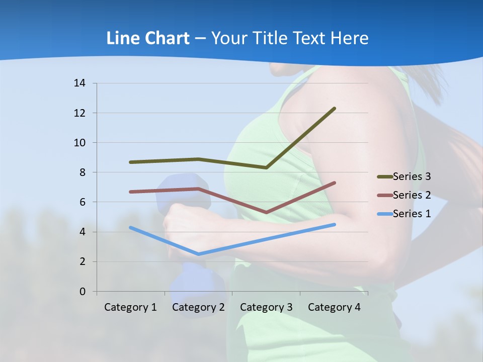 A Woman In A Green Tank Top Is Holding A Blue Dumbbell PowerPoint Template