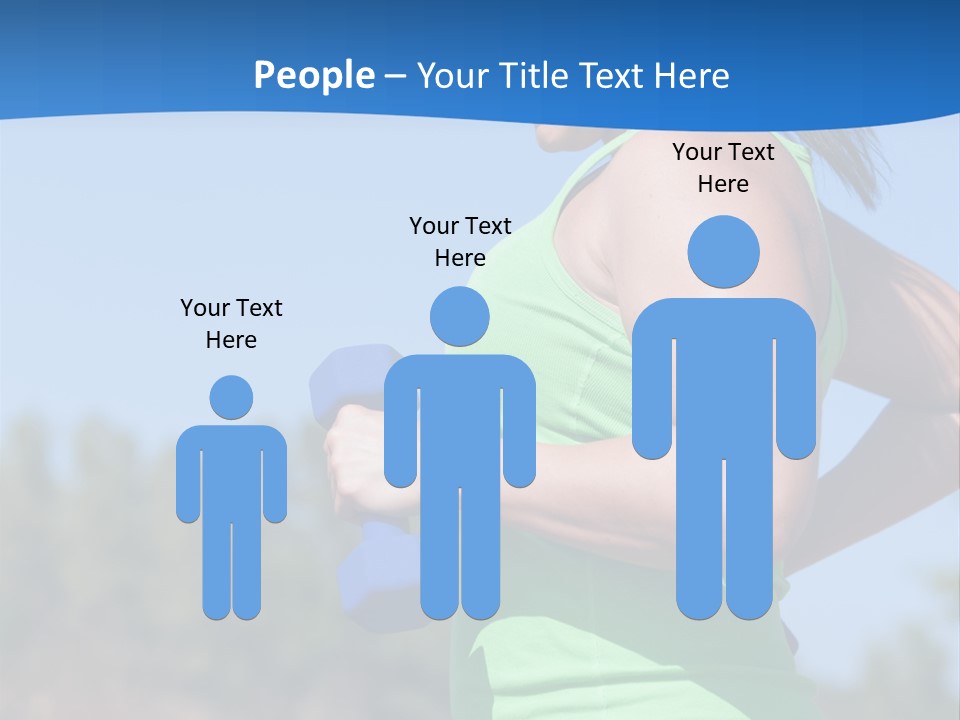 A Woman In A Green Tank Top Is Holding A Blue Dumbbell PowerPoint Template