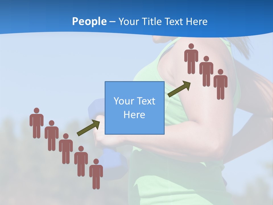 A Woman In A Green Tank Top Is Holding A Blue Dumbbell PowerPoint Template