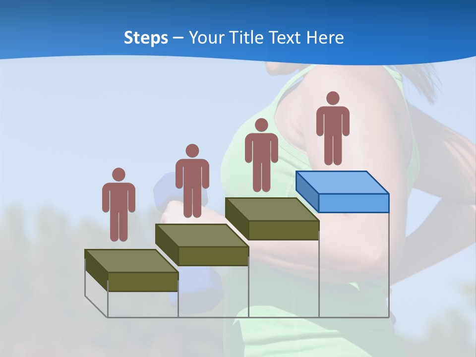 A Woman In A Green Tank Top Is Holding A Blue Dumbbell PowerPoint Template