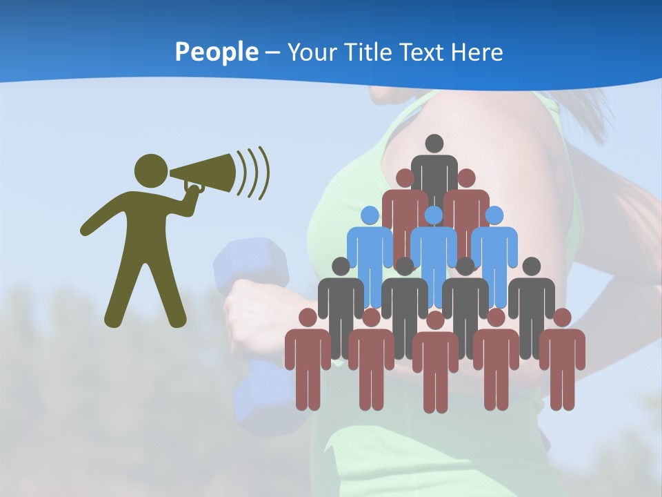 A Woman In A Green Tank Top Is Holding A Blue Dumbbell PowerPoint Template