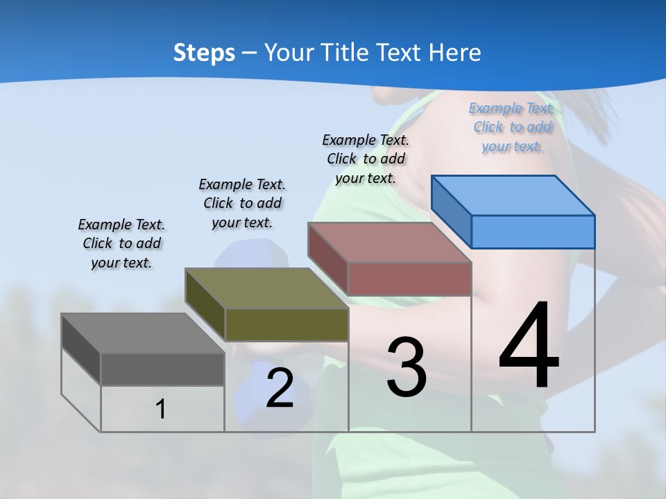 A Woman In A Green Tank Top Is Holding A Blue Dumbbell PowerPoint Template