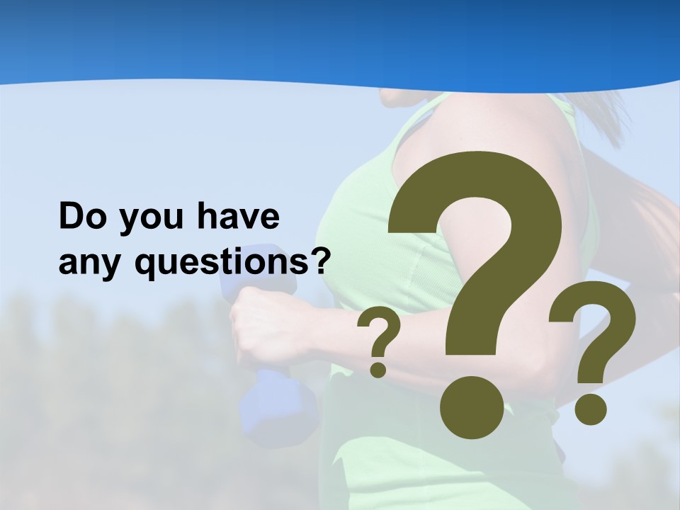 A Woman In A Green Tank Top Is Holding A Blue Dumbbell PowerPoint Template