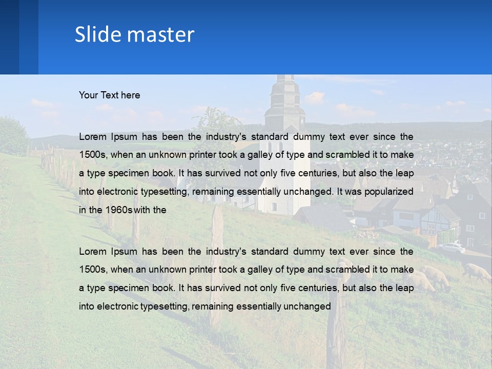 A Church On A Hill With Sheep Grazing In The Foreground PowerPoint Template
