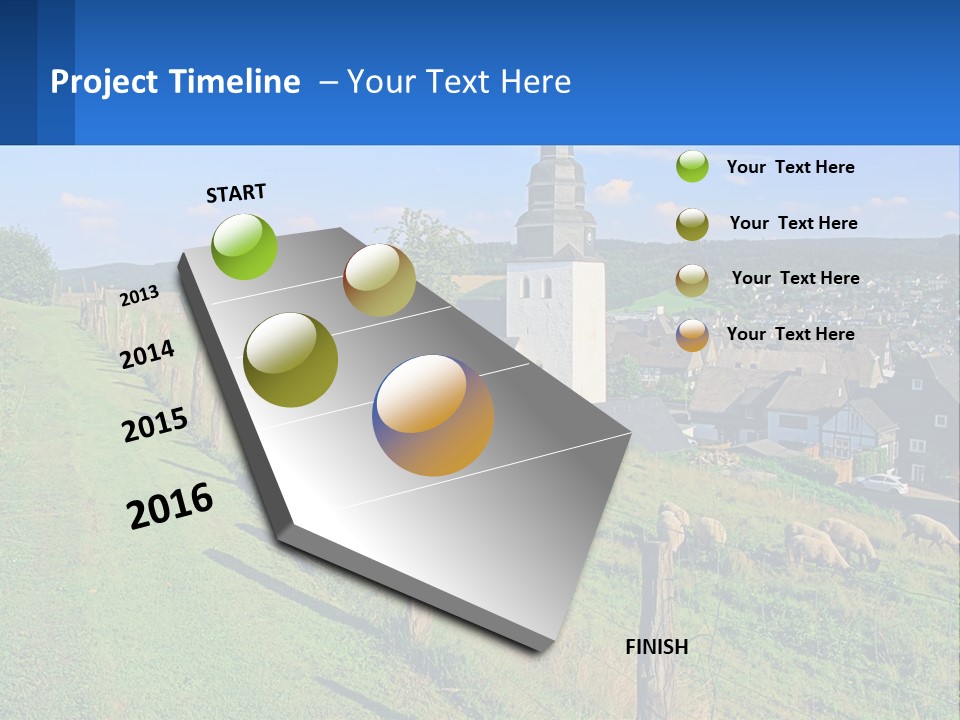 A Church On A Hill With Sheep Grazing In The Foreground PowerPoint Template