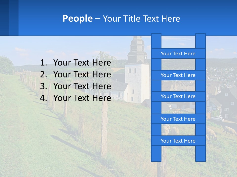 A Church On A Hill With Sheep Grazing In The Foreground PowerPoint Template