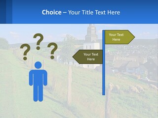 A Church On A Hill With Sheep Grazing In The Foreground PowerPoint Template