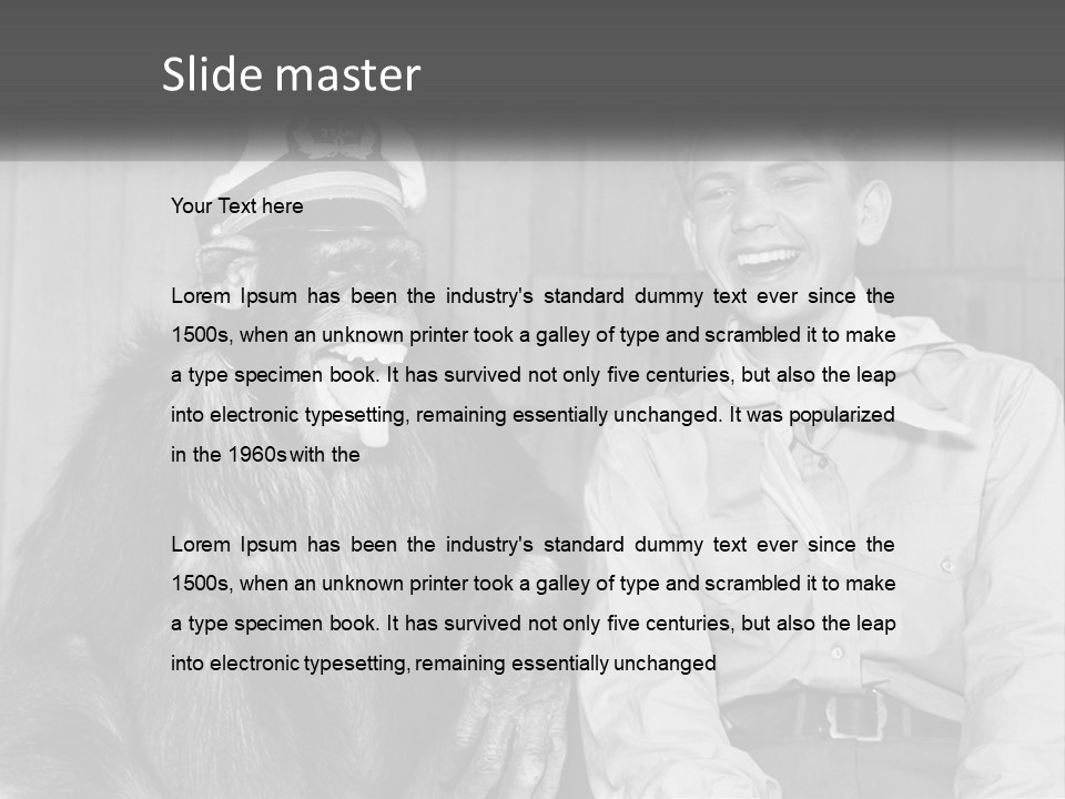 A Man Sitting Next To A Monkey With A Hat On PowerPoint Template