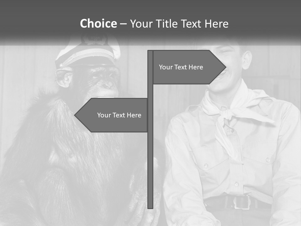 A Man Sitting Next To A Monkey With A Hat On PowerPoint Template