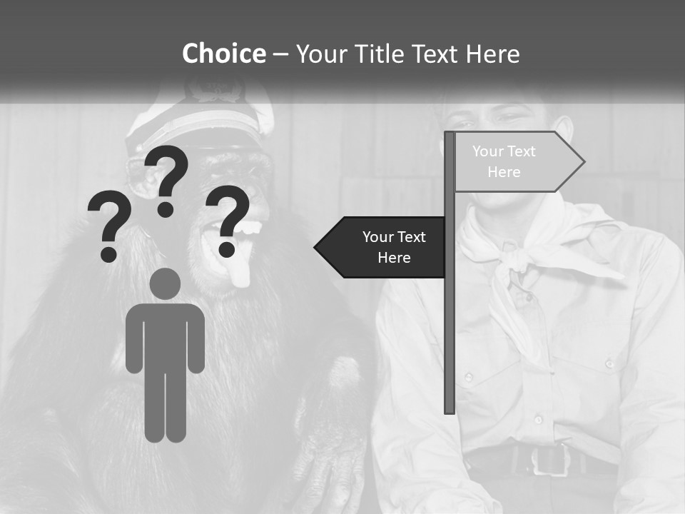 A Man Sitting Next To A Monkey With A Hat On PowerPoint Template