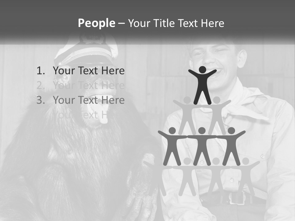 A Man Sitting Next To A Monkey With A Hat On PowerPoint Template