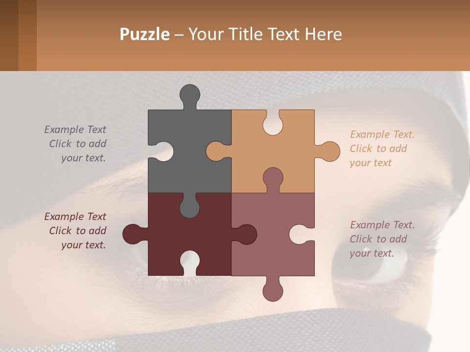 A Woman With A Scarf On Her Head Is Looking At The Camera PowerPoint Template