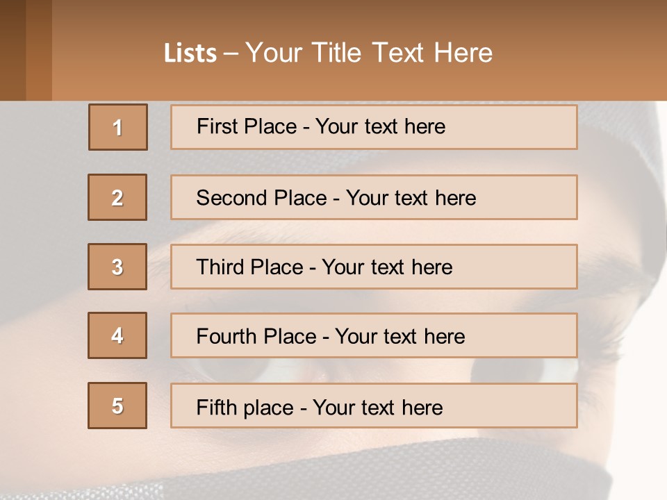 A Woman With A Scarf On Her Head Is Looking At The Camera PowerPoint Template