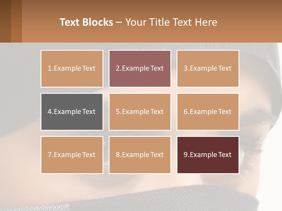 A Woman With A Scarf On Her Head Is Looking At The Camera PowerPoint Template