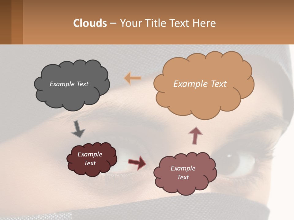 A Woman With A Scarf On Her Head Is Looking At The Camera PowerPoint Template