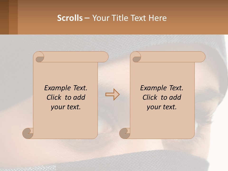 A Woman With A Scarf On Her Head Is Looking At The Camera PowerPoint Template