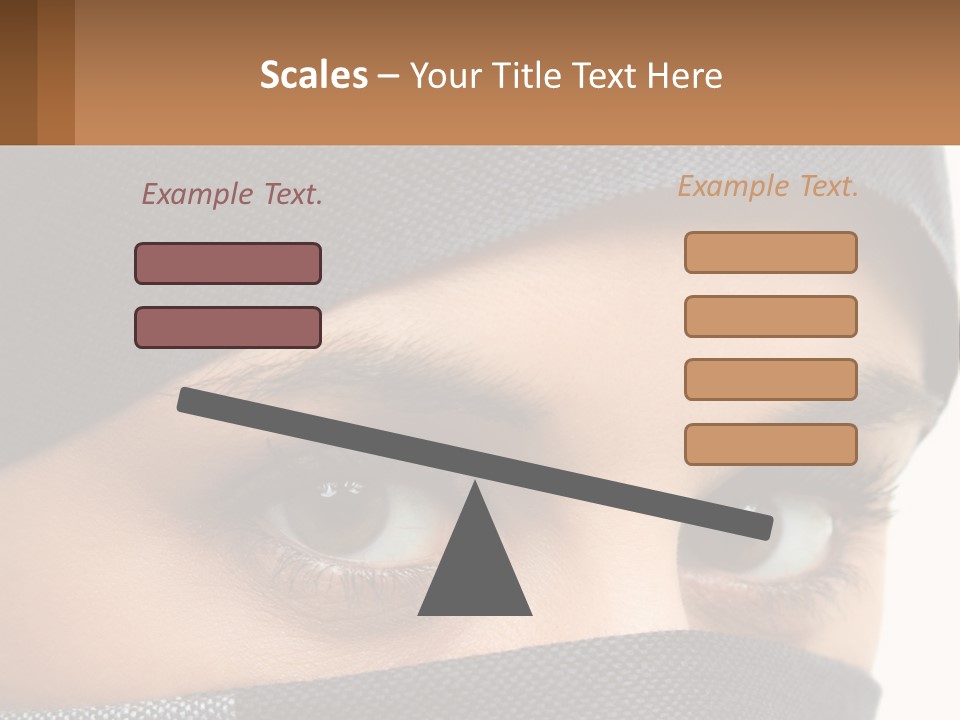 A Woman With A Scarf On Her Head Is Looking At The Camera PowerPoint Template