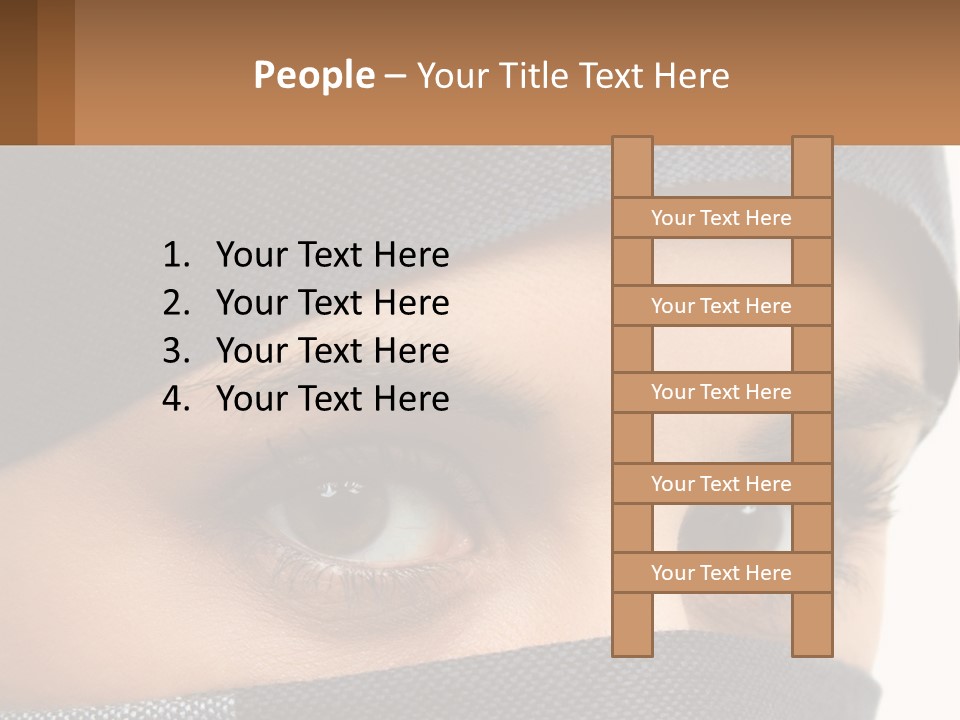 A Woman With A Scarf On Her Head Is Looking At The Camera PowerPoint Template