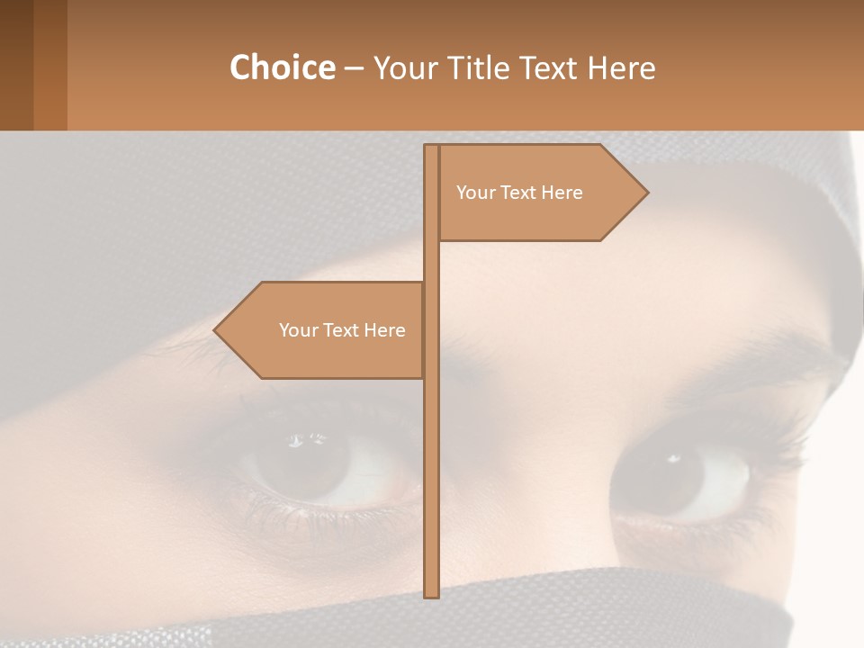 A Woman With A Scarf On Her Head Is Looking At The Camera PowerPoint Template