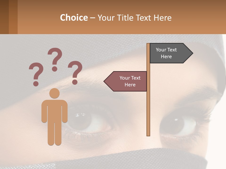 A Woman With A Scarf On Her Head Is Looking At The Camera PowerPoint Template