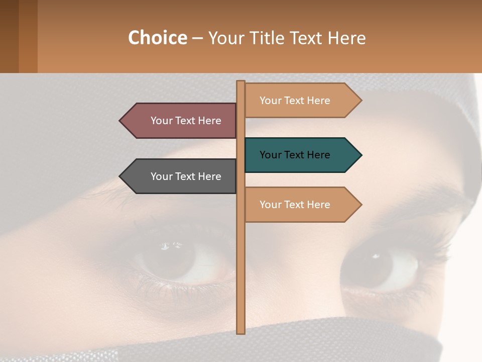 A Woman With A Scarf On Her Head Is Looking At The Camera PowerPoint Template