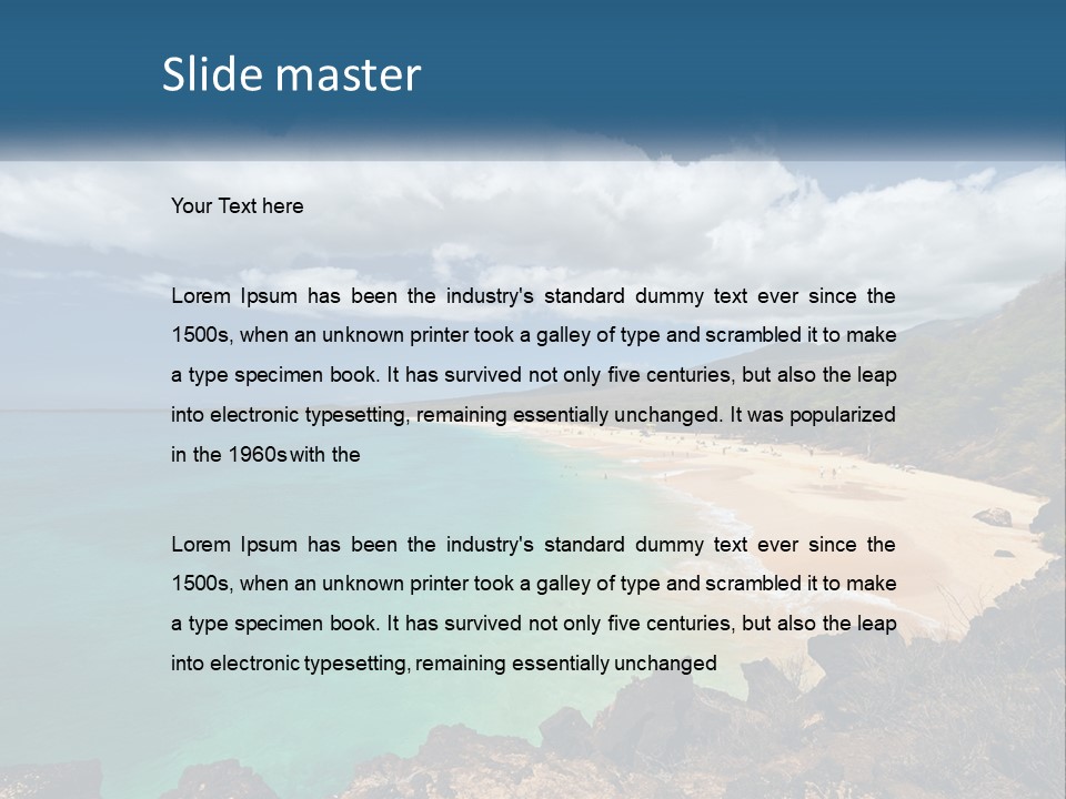 A Sandy Beach With Blue Water On A Sunny Day PowerPoint Template