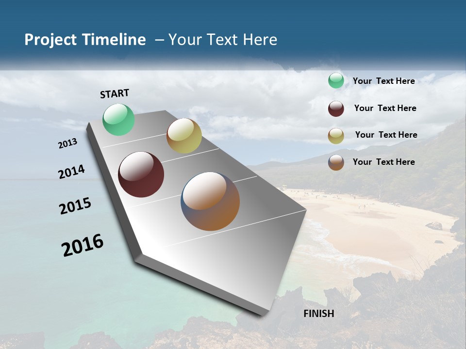 A Sandy Beach With Blue Water On A Sunny Day PowerPoint Template