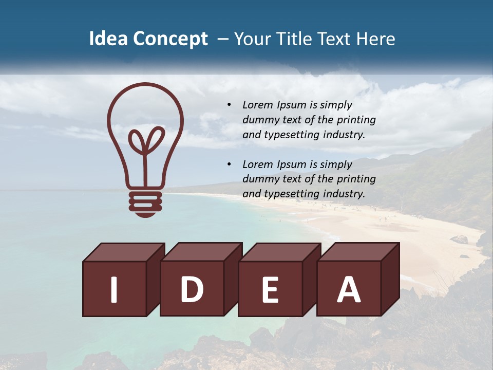 A Sandy Beach With Blue Water On A Sunny Day PowerPoint Template