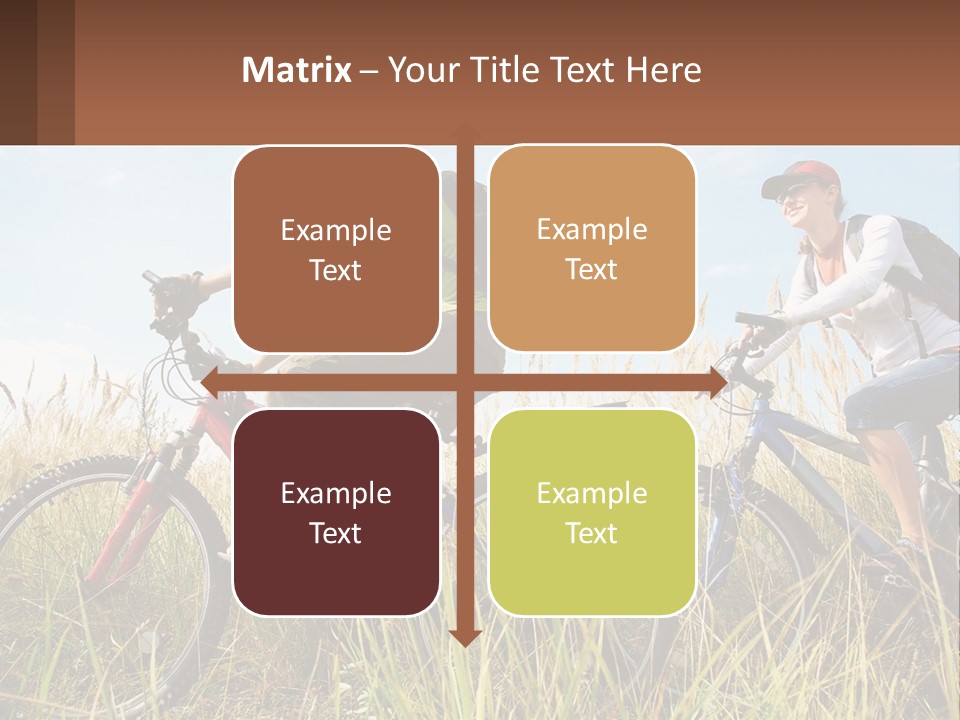 A Couple Of People Riding Bikes Through A Field PowerPoint Template