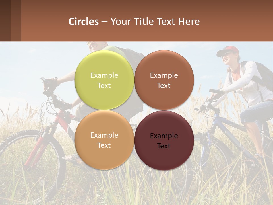 A Couple Of People Riding Bikes Through A Field PowerPoint Template