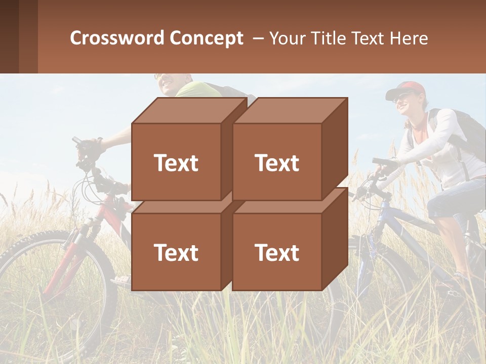 A Couple Of People Riding Bikes Through A Field PowerPoint Template