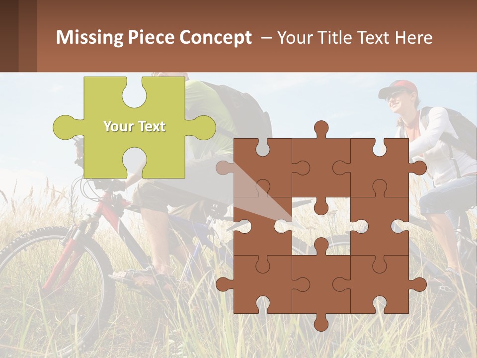 A Couple Of People Riding Bikes Through A Field PowerPoint Template