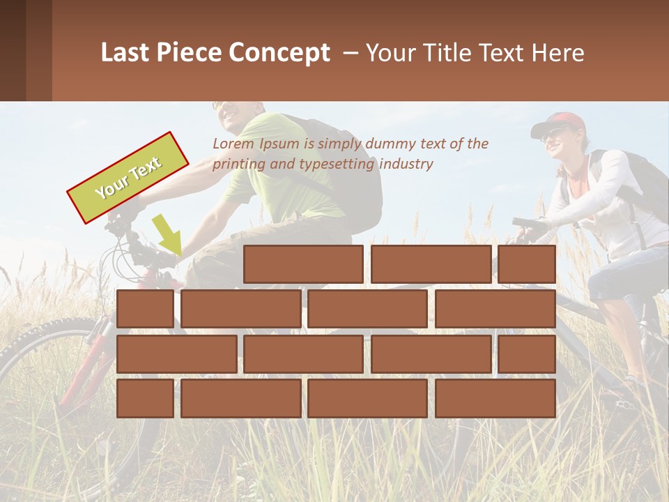 A Couple Of People Riding Bikes Through A Field PowerPoint Template