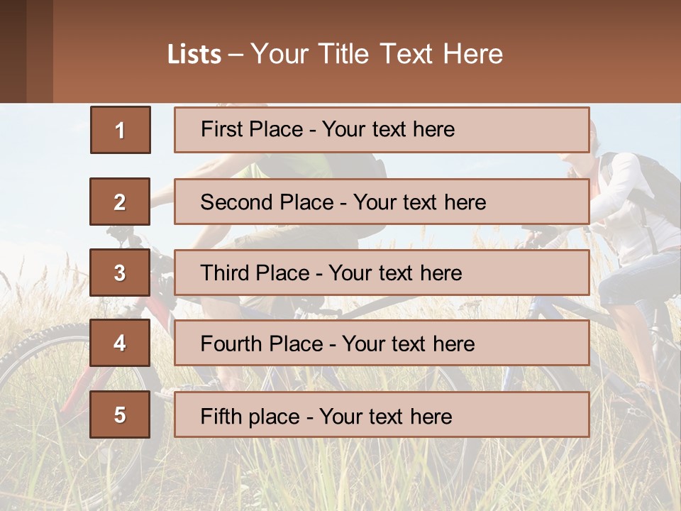 A Couple Of People Riding Bikes Through A Field PowerPoint Template