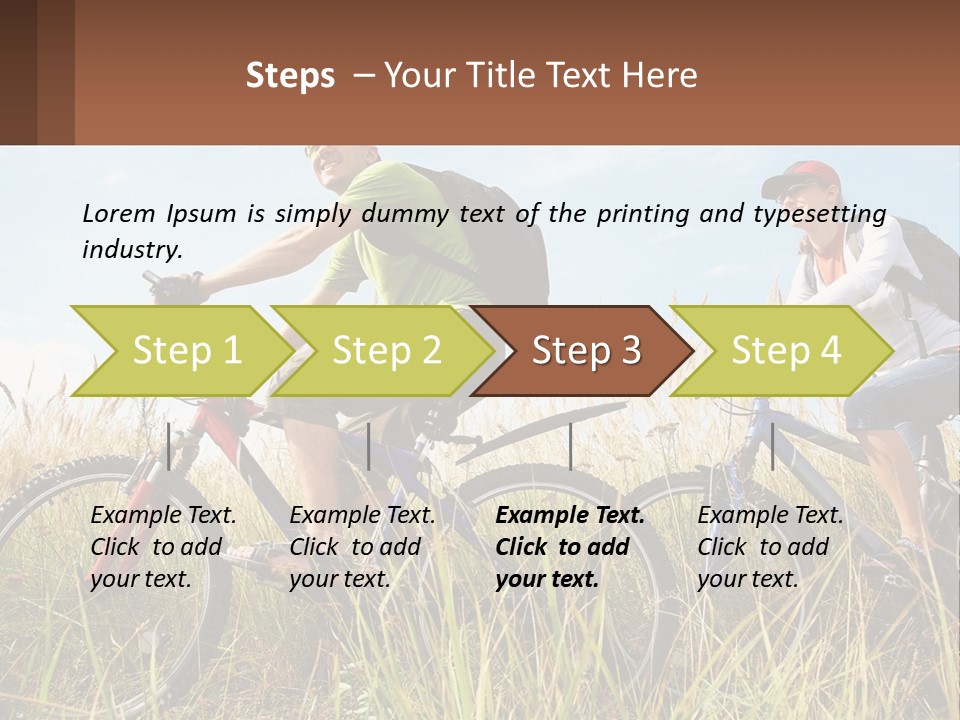 A Couple Of People Riding Bikes Through A Field PowerPoint Template
