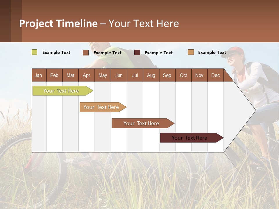 A Couple Of People Riding Bikes Through A Field PowerPoint Template