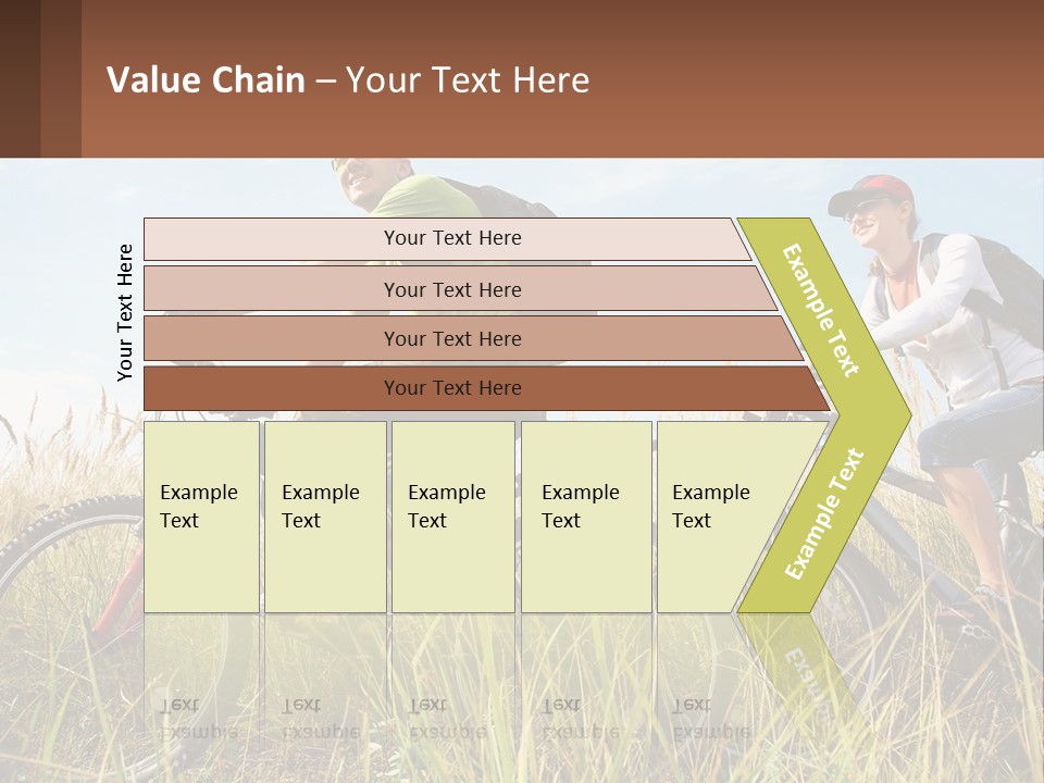 A Couple Of People Riding Bikes Through A Field PowerPoint Template
