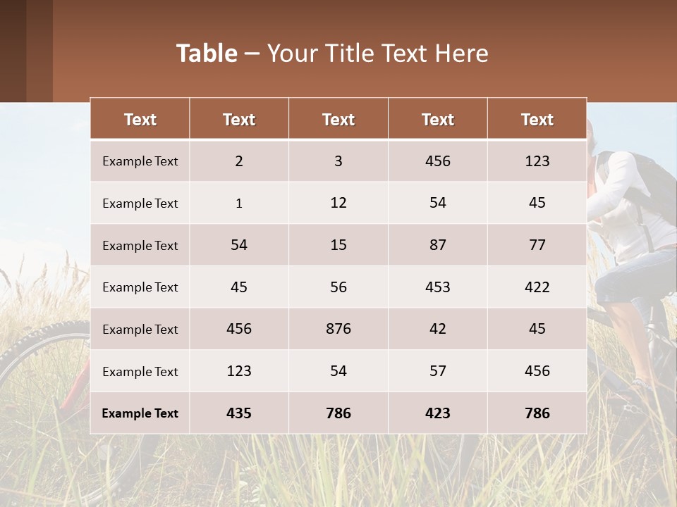 A Couple Of People Riding Bikes Through A Field PowerPoint Template