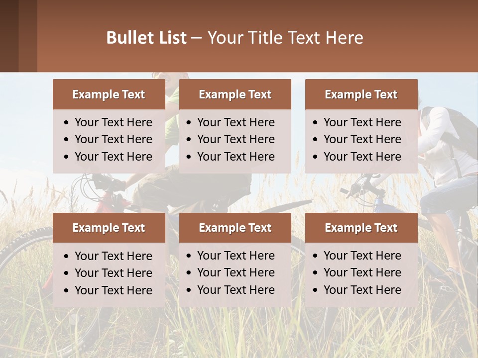 A Couple Of People Riding Bikes Through A Field PowerPoint Template