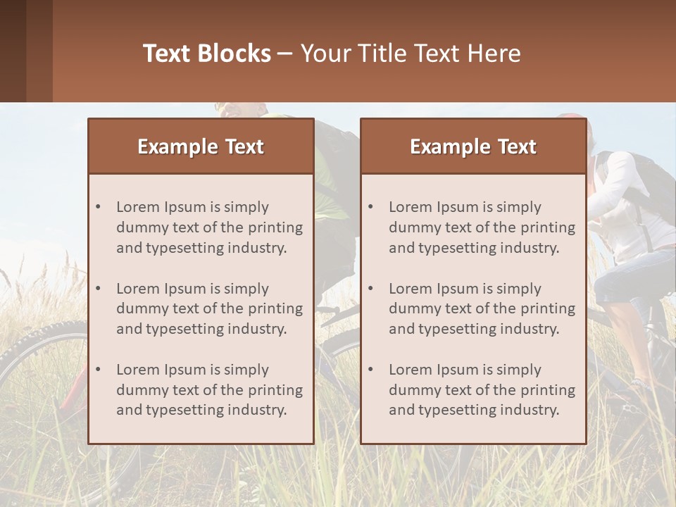 A Couple Of People Riding Bikes Through A Field PowerPoint Template