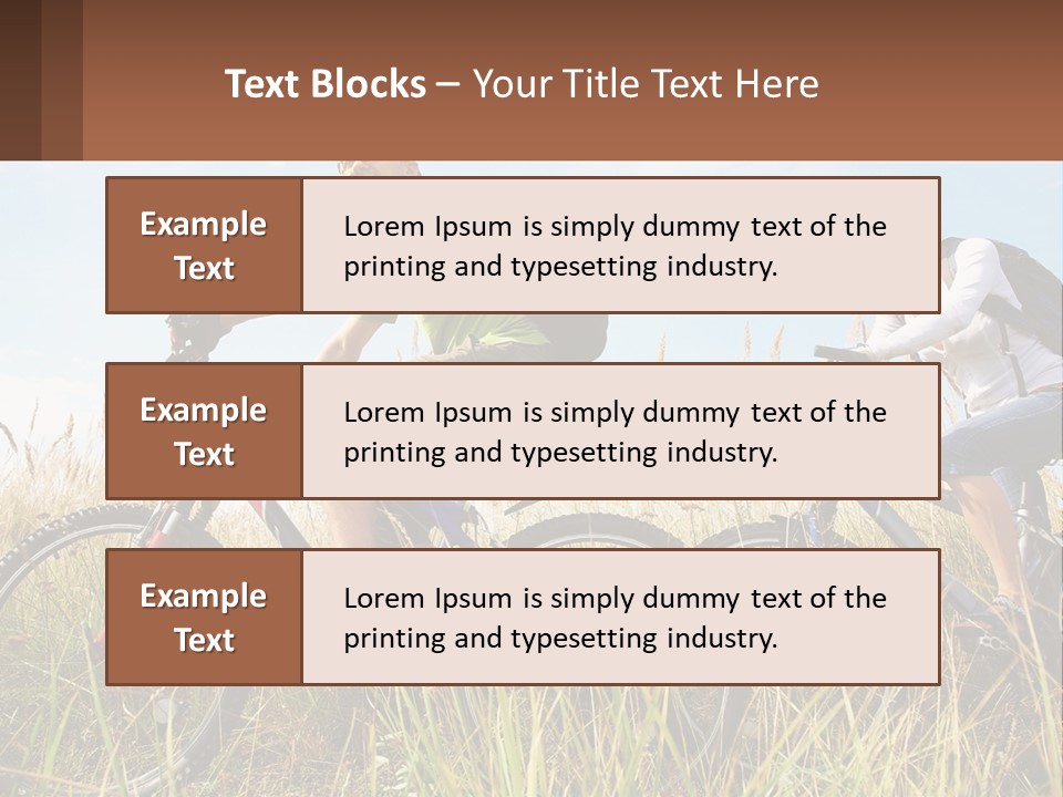 A Couple Of People Riding Bikes Through A Field PowerPoint Template
