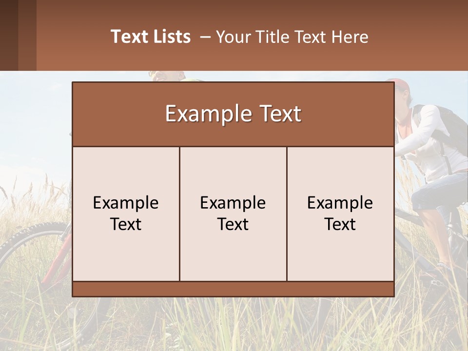 A Couple Of People Riding Bikes Through A Field PowerPoint Template