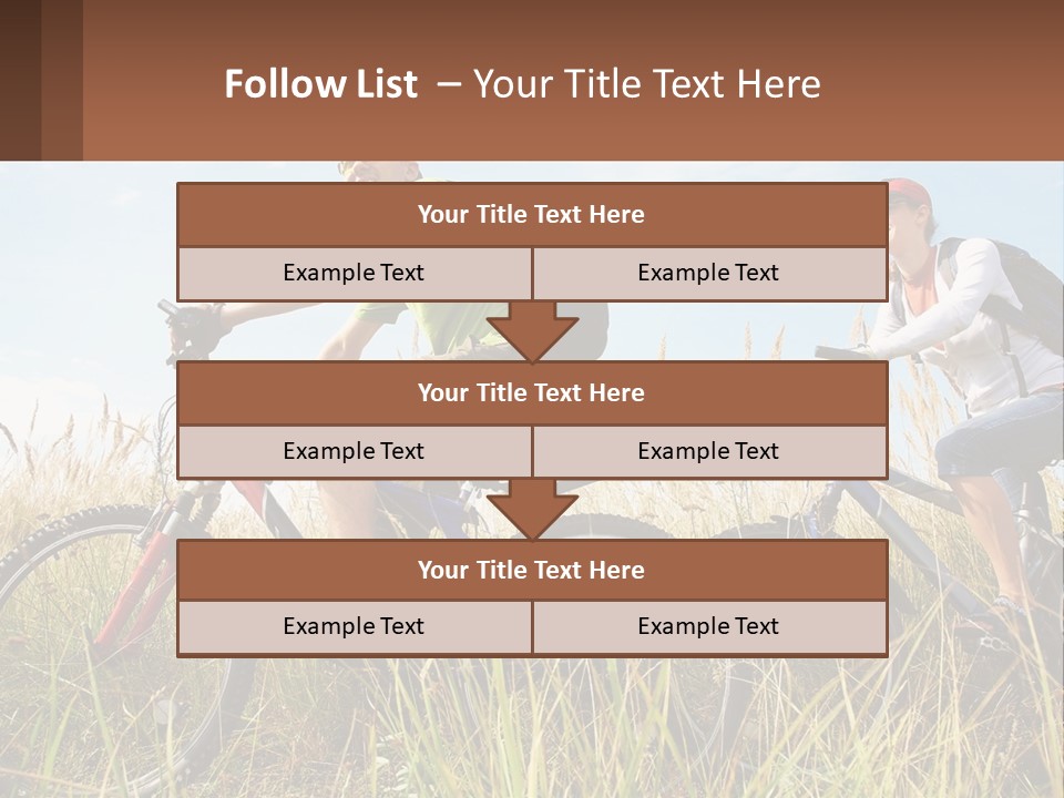 A Couple Of People Riding Bikes Through A Field PowerPoint Template