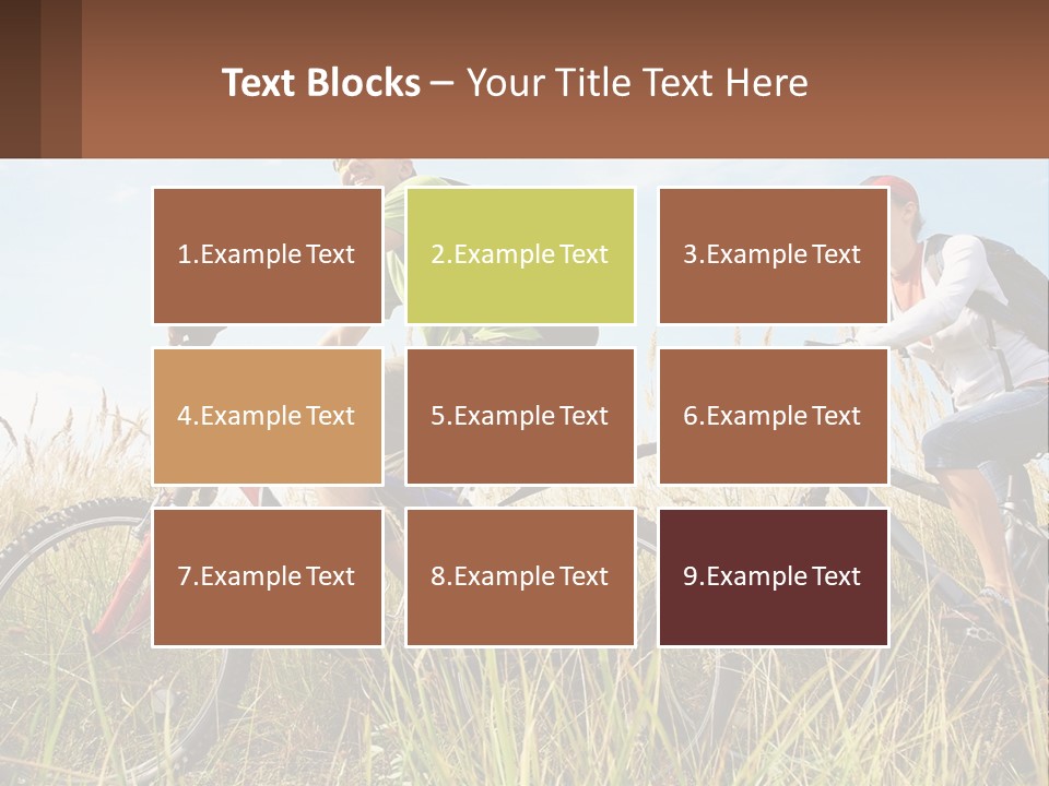 A Couple Of People Riding Bikes Through A Field PowerPoint Template