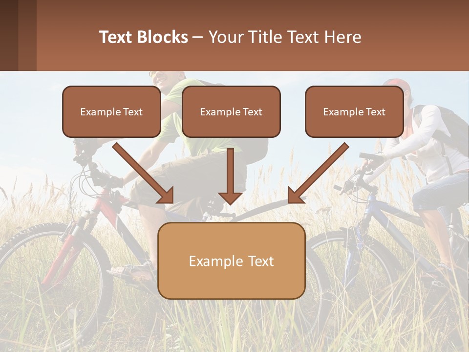 A Couple Of People Riding Bikes Through A Field PowerPoint Template