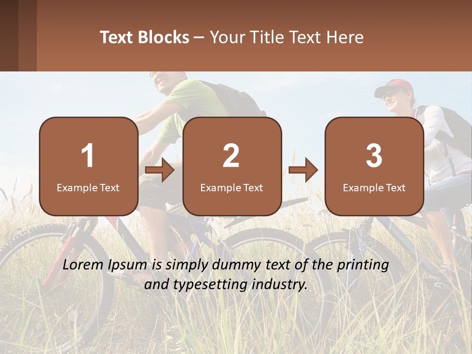 A Couple Of People Riding Bikes Through A Field PowerPoint Template