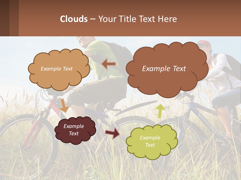 A Couple Of People Riding Bikes Through A Field PowerPoint Template