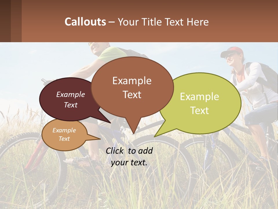 A Couple Of People Riding Bikes Through A Field PowerPoint Template